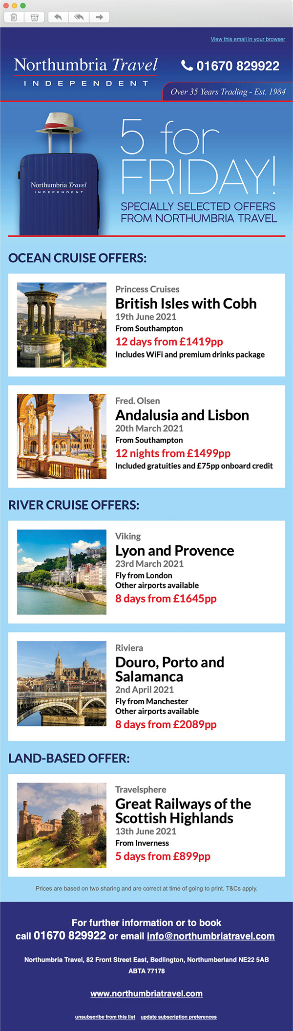 5 for Friday Northumbria Travel Email